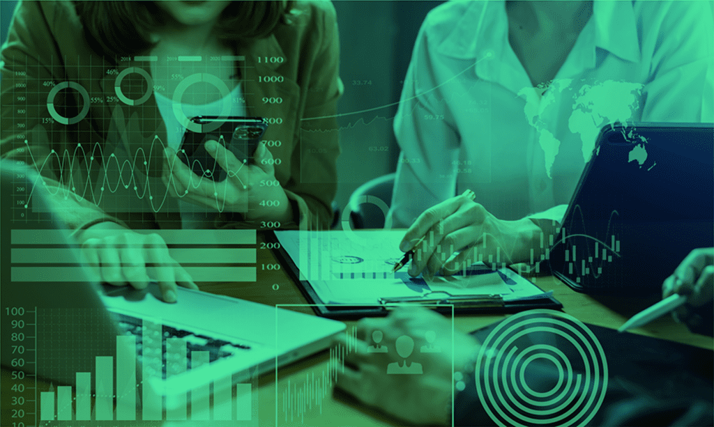 Banner depicts a group of people brainstorming