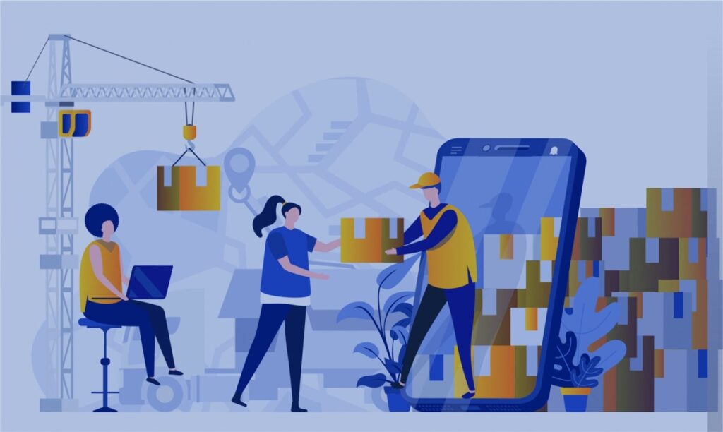 Image depicts a woman receiving a parcel