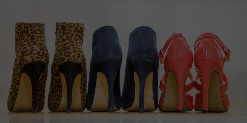 various shoes lined up at a store