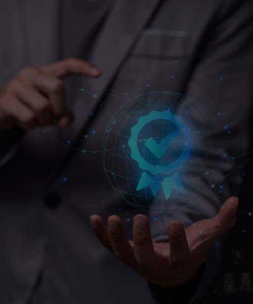 Image depicts a finger pointing at a quality checkmark